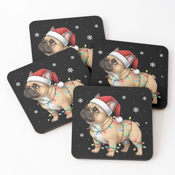 Item preview, French Bulldog Christmas, Cute Santa Hat & Holiday Lights Dog Design designed and sold by ArtByKatti.