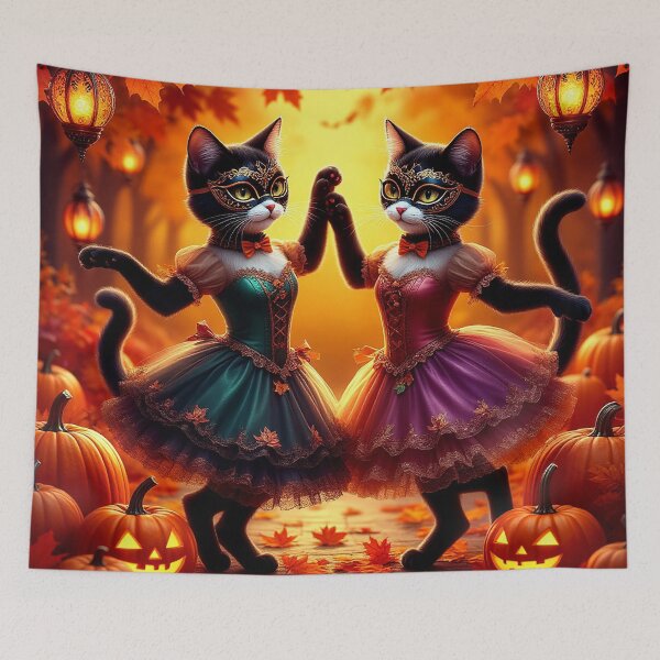 Item preview, Pumpkin Ball – Halloween Masquerade Cats designed and sold by AmetistLight.
