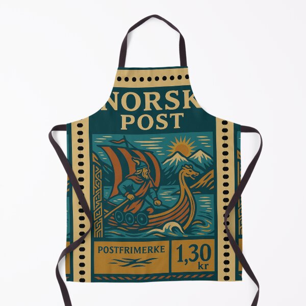 Item preview, Norway Vintage Postage Stamp – Viking Heritage Retro Linocut Design designed and sold by Travellerz.