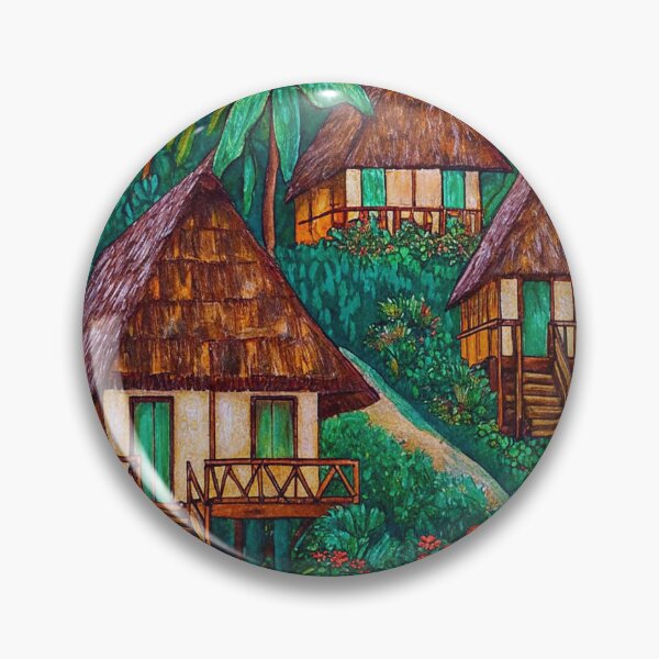 Item preview, Seychelles Tropical Jungle Huts – Vibrant Island Paradise Art designed and sold by Joesy.