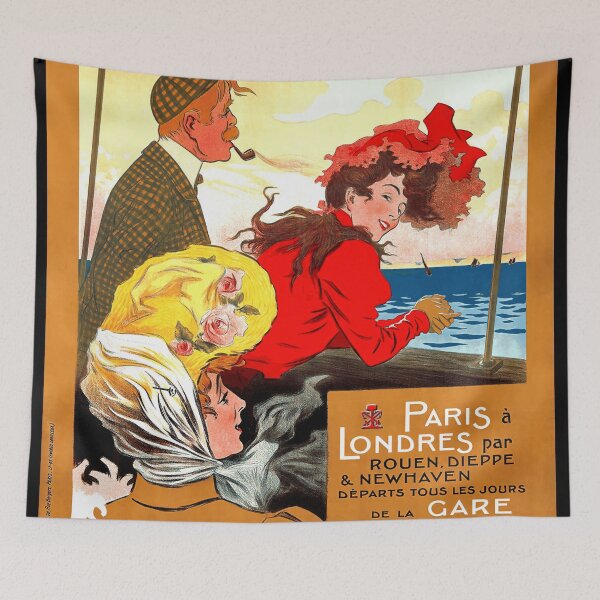 Item preview, Vintage Travel Art Poster | Chemins de Fer de l'Ouest & Brighton | Art Nouveau Style | Paris to London Journey designed and sold by artofuniverse.