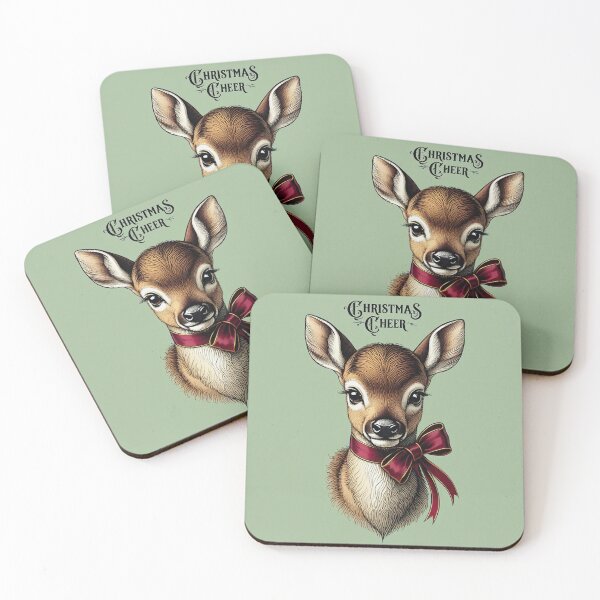 Item preview,  Christmas Cheer cute vintage Deer christmas card art designed and sold by Vintage Designs +.