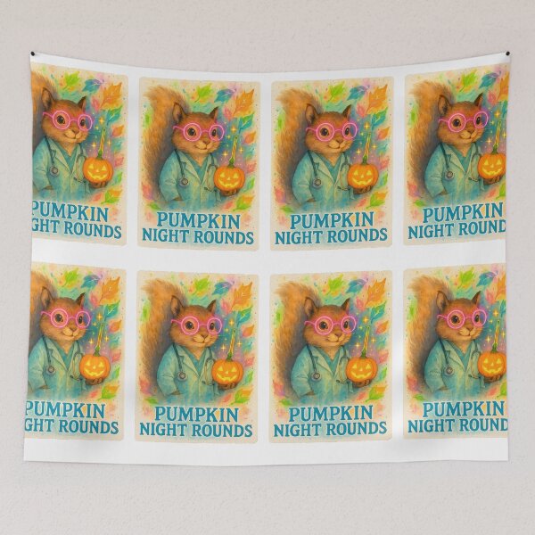Item preview, Squirrel Nurse Halloween Glow Art Print | Pumpkin Night Rounds Design designed and sold by ClinicalHubs.