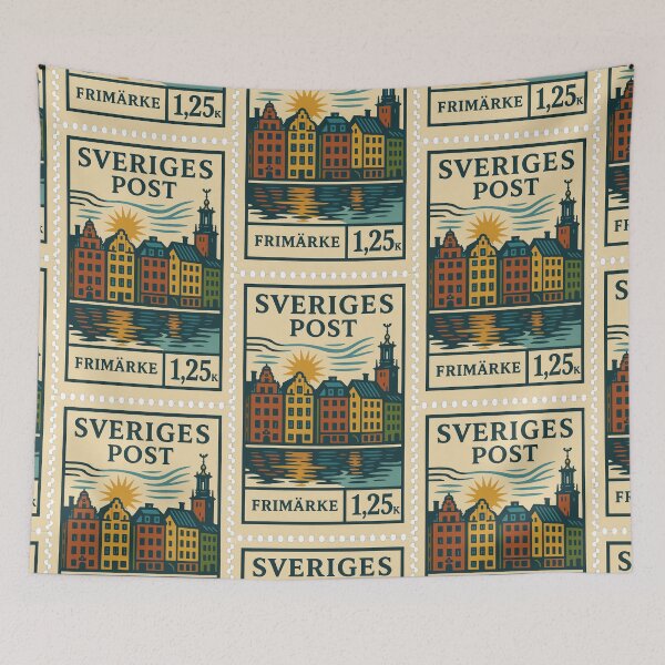 Item preview, Sweden – Vintage Postage Stamp (Retro Linocut Style) designed and sold by Travellerz.