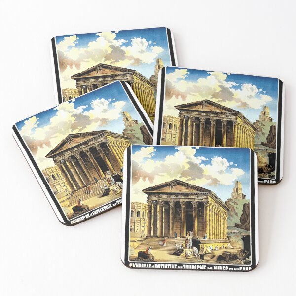 Item preview, Vintage Nimes Travel Poster | La Rome Francaise | French Roman Heritage Art | Maison Carree & Arenes de Nimes Print designed and sold by artofuniverse.