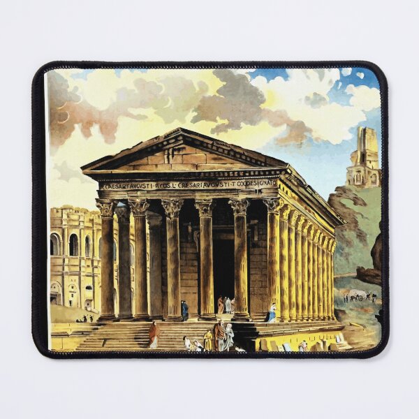 Item preview, Vintage Nimes Travel Poster | La Rome Francaise | French Roman Heritage Art | Maison Carree & Arenes de Nimes Print designed and sold by artofuniverse.