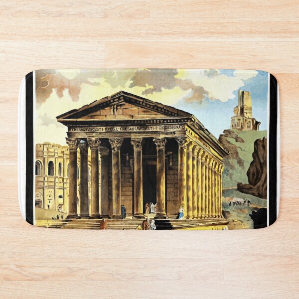 Item preview, Vintage Nimes Travel Poster | La Rome Francaise | French Roman Heritage Art | Maison Carree & Arenes de Nimes Print designed and sold by artofuniverse.