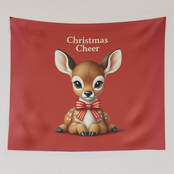 Item preview, Christmas Cheer cute vintage Deer christmas card art designed and sold by Vintage Designs +.
