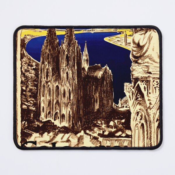 Item preview, Vintage Cologne Travel Poster | Gothic Cologne Cathedral Art Print | UNESCO Heritage | Rhine River Scenic Art Deco Style designed and sold by artofuniverse.