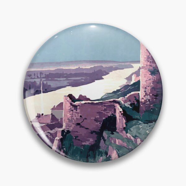 Item preview, Vintage Travel Poster | Château de Chinon Ruins Art | French State Railways Advertising | Serene Purple & Green Scene designed and sold by artofuniverse.