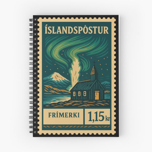 Item preview, Iceland – Vintage Postage Stamp (Retro Linocut Style) designed and sold by Travellerz.