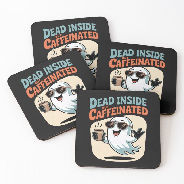 Item preview, Dead Inside But Caffeinated Funny Ghost Coffee designed and sold by ArnethiaHoward.
