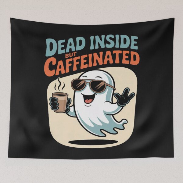 Item preview, Dead Inside But Caffeinated Funny Ghost Coffee designed and sold by ArnethiaHoward.