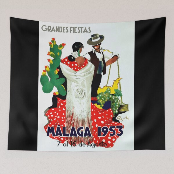 Item preview, Vintage Spanish Poster | Grandes Fiestas Málaga 1953 | Flamenco Art & Andalusian Culture | Mid-Century Wall Decor designed and sold by artofuniverse.