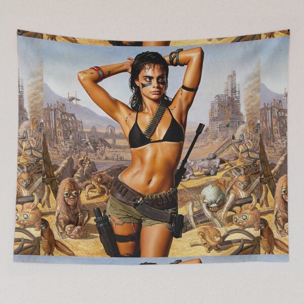 Item preview, The Rebel of the Wastes an apocalyptic scene with pinup woman sexy photo designed and sold by Vintage Designs +.