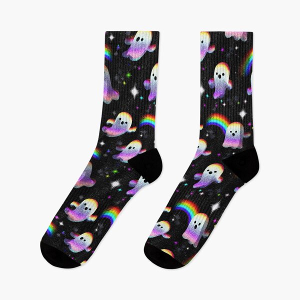 Item preview, Sparkly Glitter Ghosts With Rainbow Halloween Night Sky designed and sold by EL-Lebedenko.