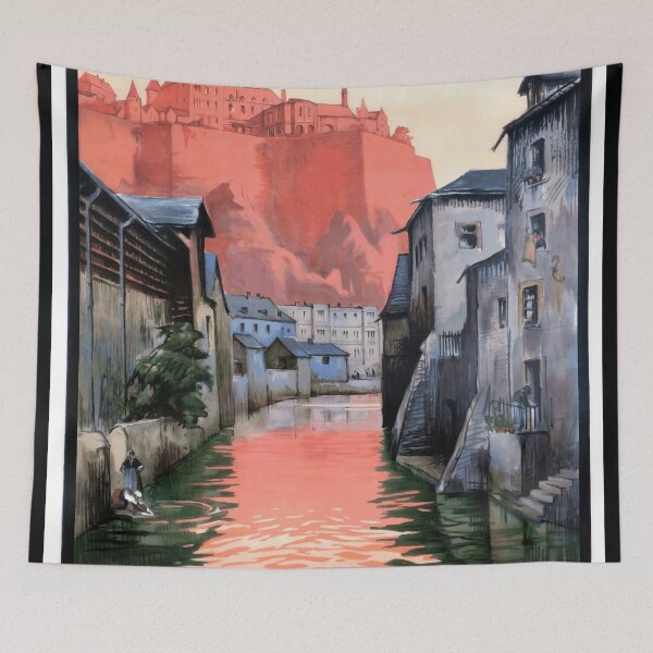 Item preview, Vintage Art Deco Travel Poster | Luxembourg Grund | Chemins de Fer d'Alsace et de Lorraine | Scenic & Historic Charm designed and sold by artofuniverse.