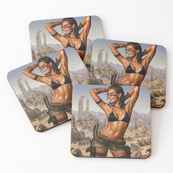 Item preview, The Rebel of the Wastes an apocalyptic scene with pinup woman sexy photo designed and sold by Vintage Designs +.