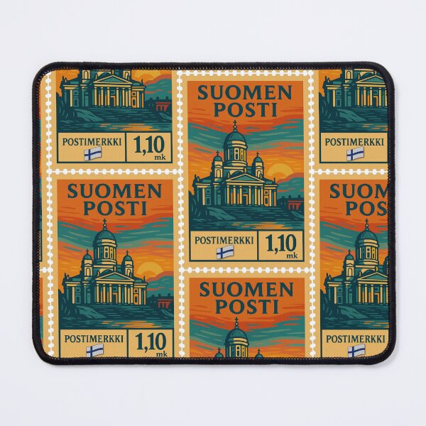 Item preview, Finland – Vintage Postage Stamp (Helsinki Cathedral, Retro Linocut Style) designed and sold by Travellerz.