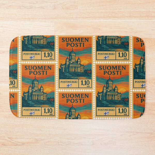 Item preview, Finland – Vintage Postage Stamp (Helsinki Cathedral, Retro Linocut Style) designed and sold by Travellerz.