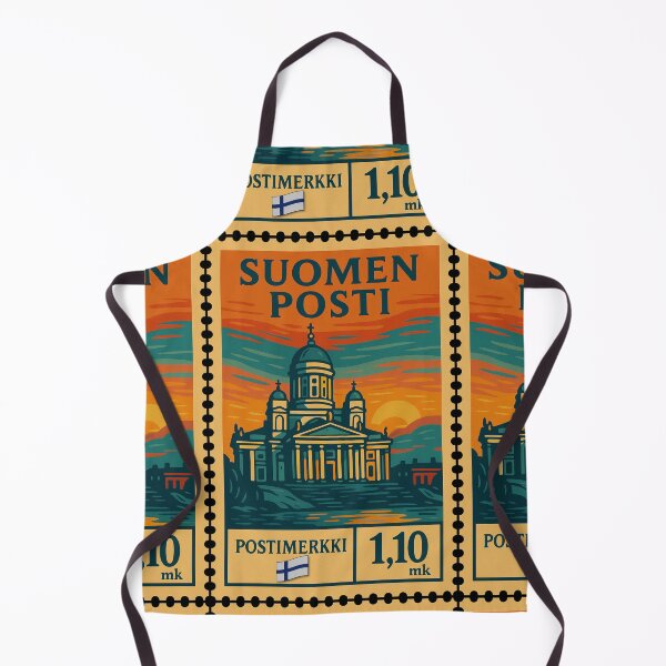 Item preview, Finland – Vintage Postage Stamp (Helsinki Cathedral, Retro Linocut Style) designed and sold by Travellerz.