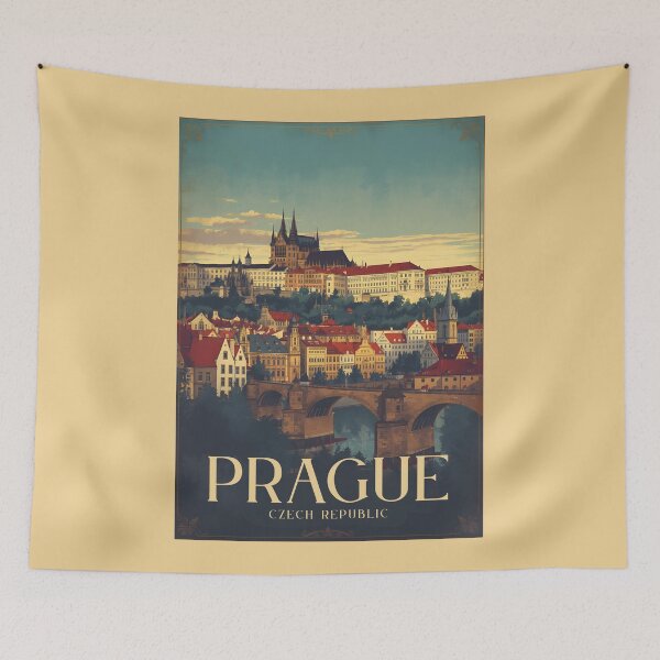 Item preview, A Vintage Travel Illustration of Prague - Czech Republic designed and sold by GoodOldVintage.