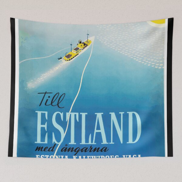 Item preview, Vintage Travel Poster | Ferry to Estonia | Art Deco Style | Bold Graphic Design | Early 20th Century | Steamship Journey designed and sold by artofuniverse.