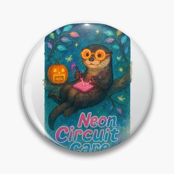 Item preview, Otter Medical Tech Halloween Glow Art Print | Neon Circuit Biomedical Gift designed and sold by ClinicalHubs.