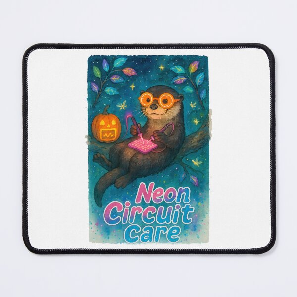 Item preview, Otter Medical Tech Halloween Glow Art Print | Neon Circuit Biomedical Gift designed and sold by ClinicalHubs.
