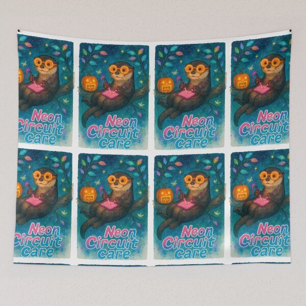 Item preview, Otter Medical Tech Halloween Glow Art Print | Neon Circuit Biomedical Gift designed and sold by ClinicalHubs.