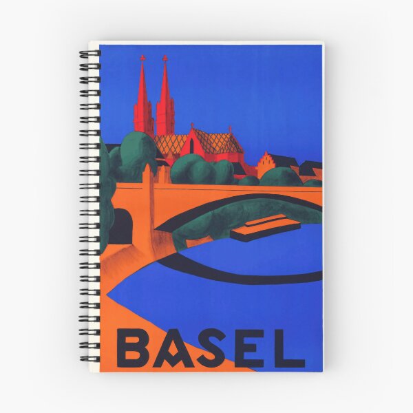 Item preview, Vintage Art Deco Travel Poster | Basel Switzerland | Hermann Eidenbenz Design | Bold Colors & Geometric Forms designed and sold by artofuniverse.