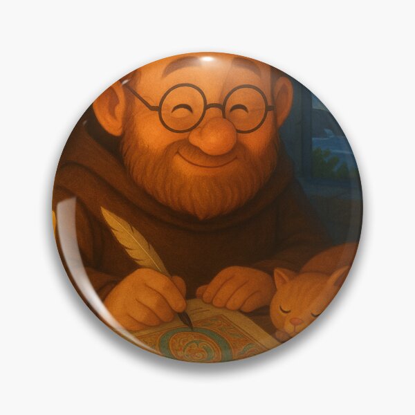 Item preview, Brother Colmán of the Quill and his cat Ruaidín designed and sold by Tshirt-Zone.