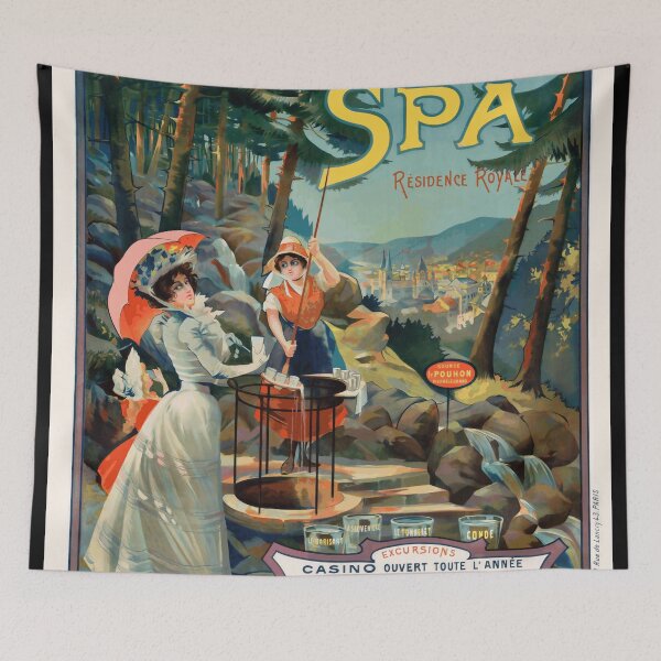 Item preview, Art Nouveau Travel Poster | Chemins de Fer du Nord Spa Belgium | Elegant Forest Scene & Vintage Railway Advertisement designed and sold by artofuniverse.