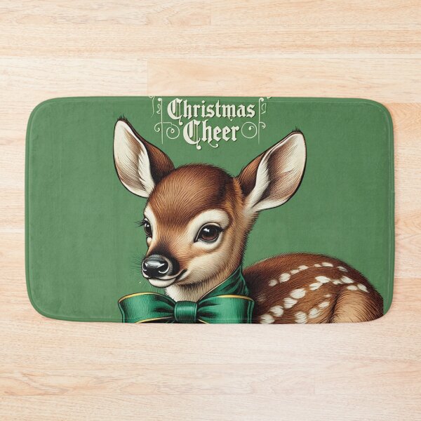 Item preview, Christmas Cheer cute vintage Deer christmas card art designed and sold by Vintage Designs +.