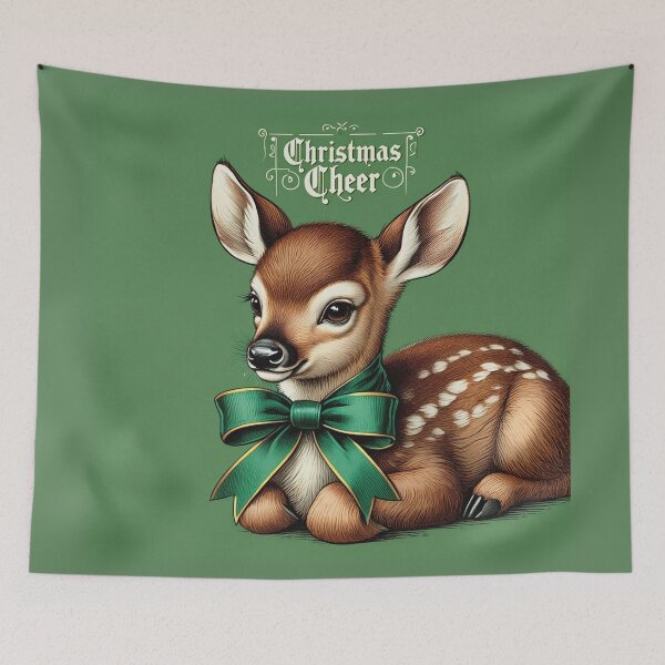 Item preview, Christmas Cheer cute vintage Deer christmas card art designed and sold by Vintage Designs +.
