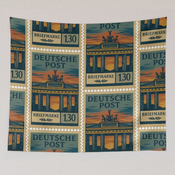 Item preview, Germany – Vintage Postage Stamp (Brandenburg Gate, Retro Linocut Style) designed and sold by Travellerz.