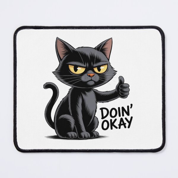 Item preview, Doin' Okay Funny Cat Thumbs Up Scruffy Feline Bad Day Kitty designed and sold by ChrisRhea8h.