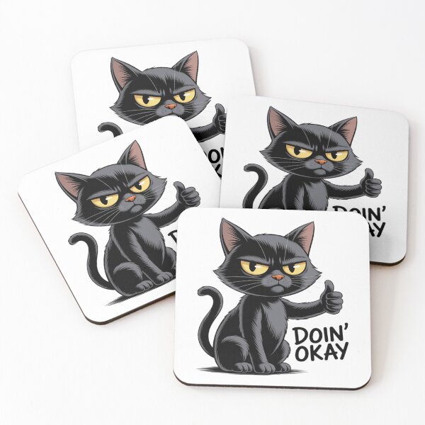 Item preview, Doin' Okay Funny Cat Thumbs Up Scruffy Feline Bad Day Kitty designed and sold by ChrisRhea8h.