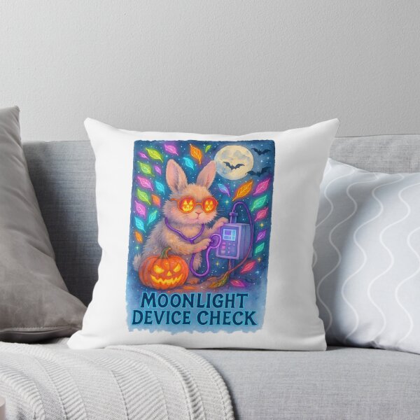 Item preview, Bunny Biomedical Tech Halloween Art Print | “Moonlight Device Check” Neon Decor designed and sold by ClinicalHubs.