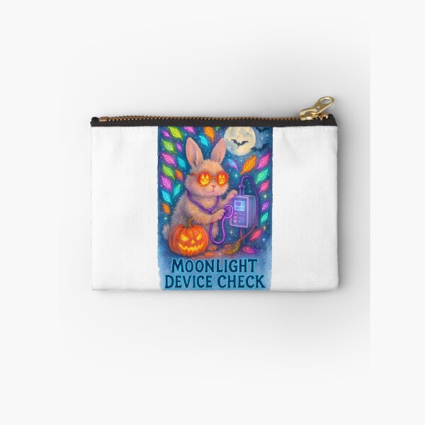 Item preview, Bunny Biomedical Tech Halloween Art Print | “Moonlight Device Check” Neon Decor designed and sold by ClinicalHubs.