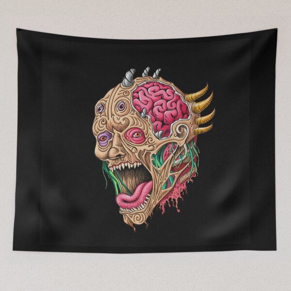 Item preview, Cool retro horror Heavy Metal monster flaming evil creature design artwork illustration designed and sold by Vintage Designs +.