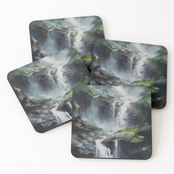 Item preview, Waterfall Landscape Oil Painting, Waterfall poster, Nature Painting, Waterfall Landscape Wall Art, Waterfall Printable Wall Art designed and sold by SavageVision.