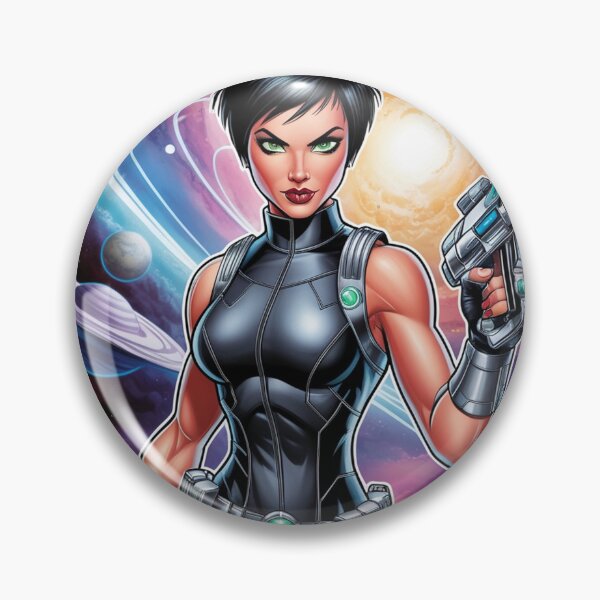 Item preview, Female space hero scifi adventurer artwork illustration designed and sold by Vintage Designs +.