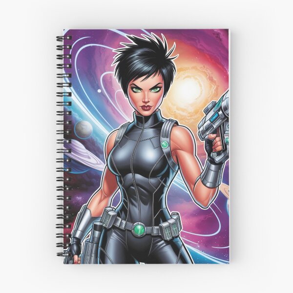Item preview, Female space hero scifi adventurer artwork illustration designed and sold by Vintage Designs +.