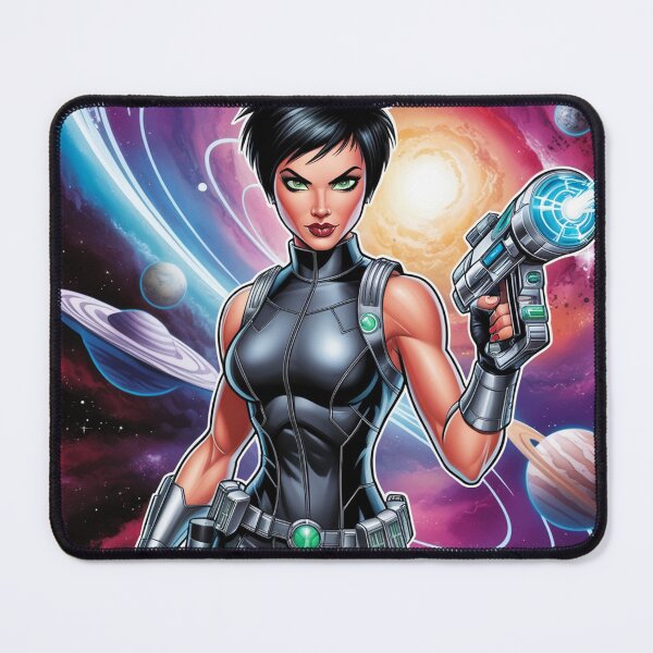 Item preview, Female space hero scifi adventurer artwork illustration designed and sold by Vintage Designs +.