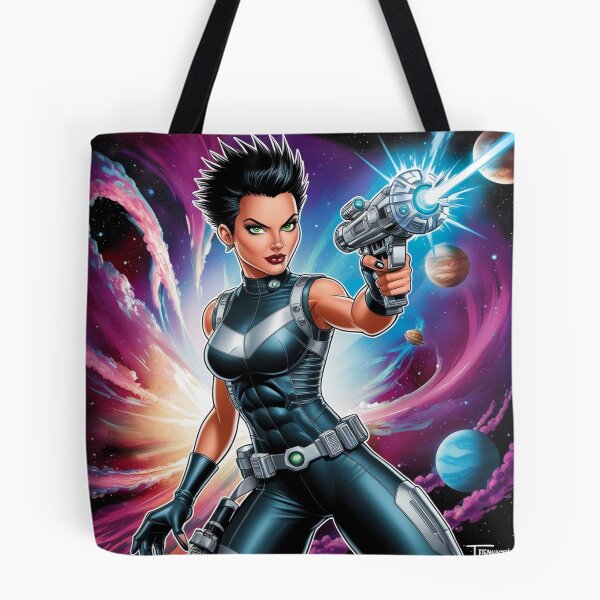 Item preview, Female space hero scifi adventurer artwork illustration designed and sold by Vintage Designs +.