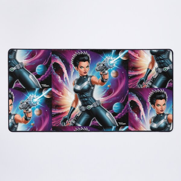 Item preview, Female space hero scifi adventurer artwork illustration designed and sold by Vintage Designs +.