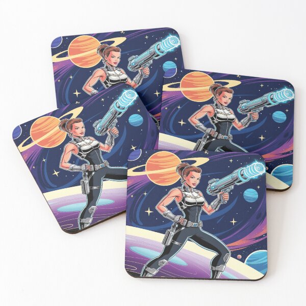 Item preview, Ilustración artística de una heroína espacial aventurera de ciencia ficción designed and sold by Vintage Designs +.