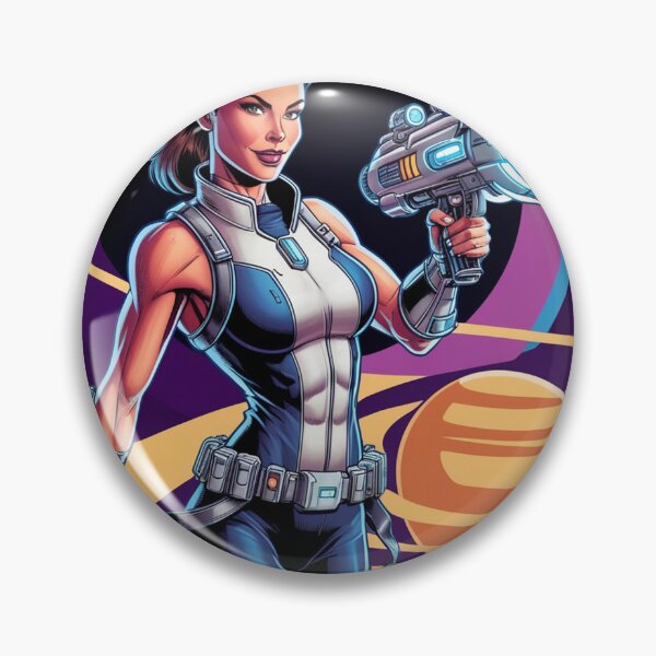 Item preview, Female space hero scifi adventurer artwork illustration designed and sold by Vintage Designs +.