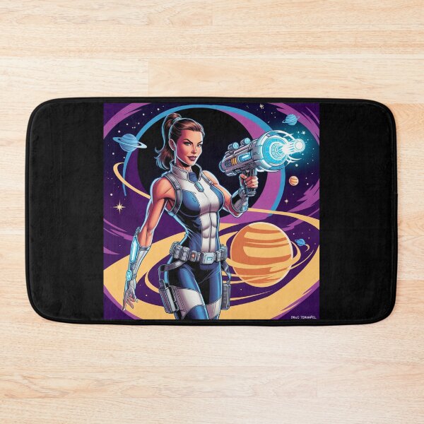 Item preview, Female space hero scifi adventurer artwork illustration designed and sold by Vintage Designs +.